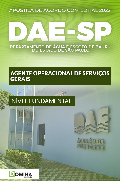 Apostila DAE Bauru SP 2022 Agente Operacional Serviços Gerais