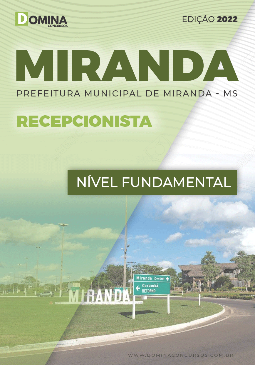 Apostila Concurso Pref Miranda MS 2022 Recepcionista