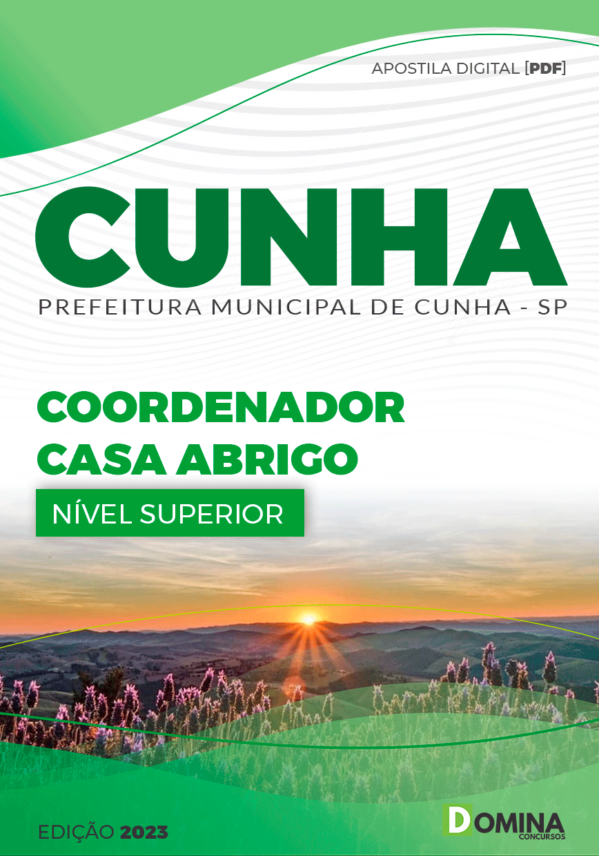 Apostila Concurso Pref Cunha SP 2023 Coordenador Casa Abrigo