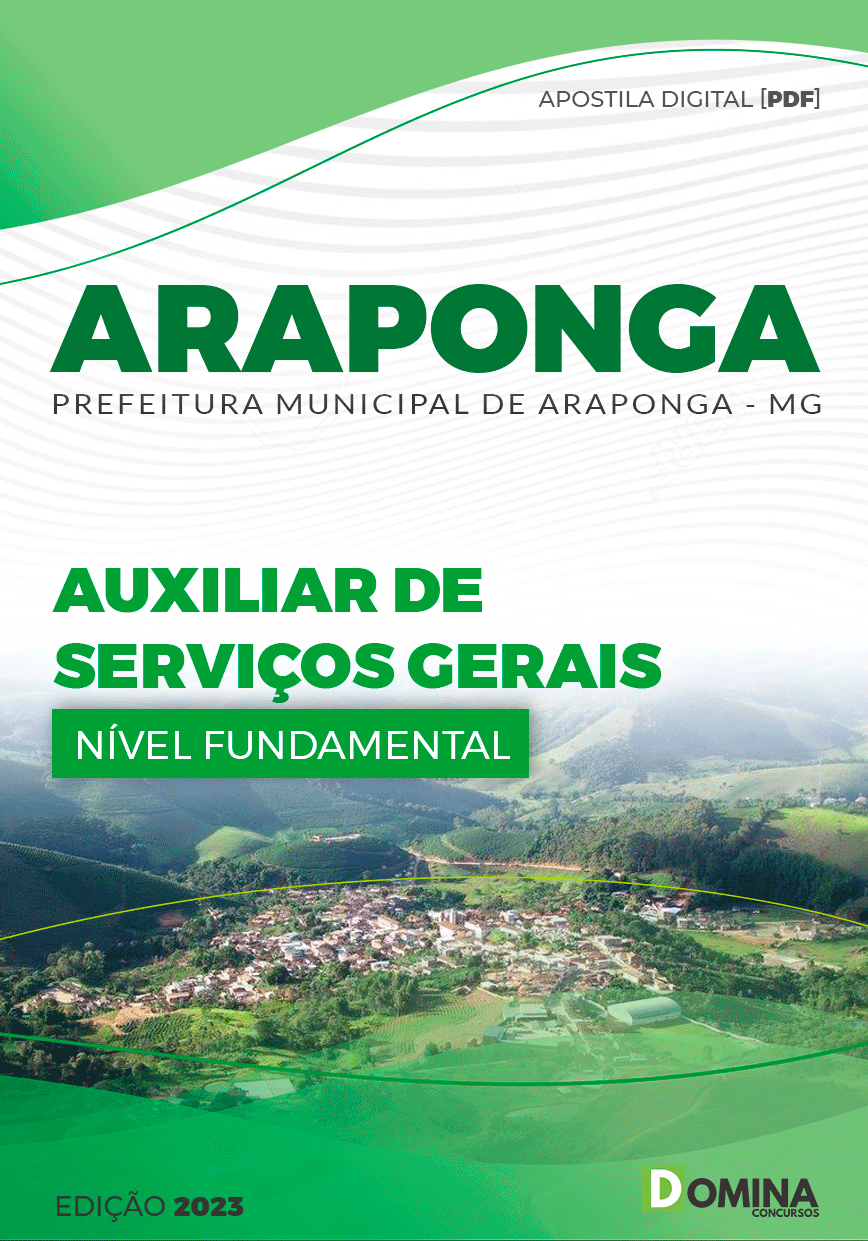 Apostila Digital Pref Araponga MG 2023 Auxiliar Serviços Gerais