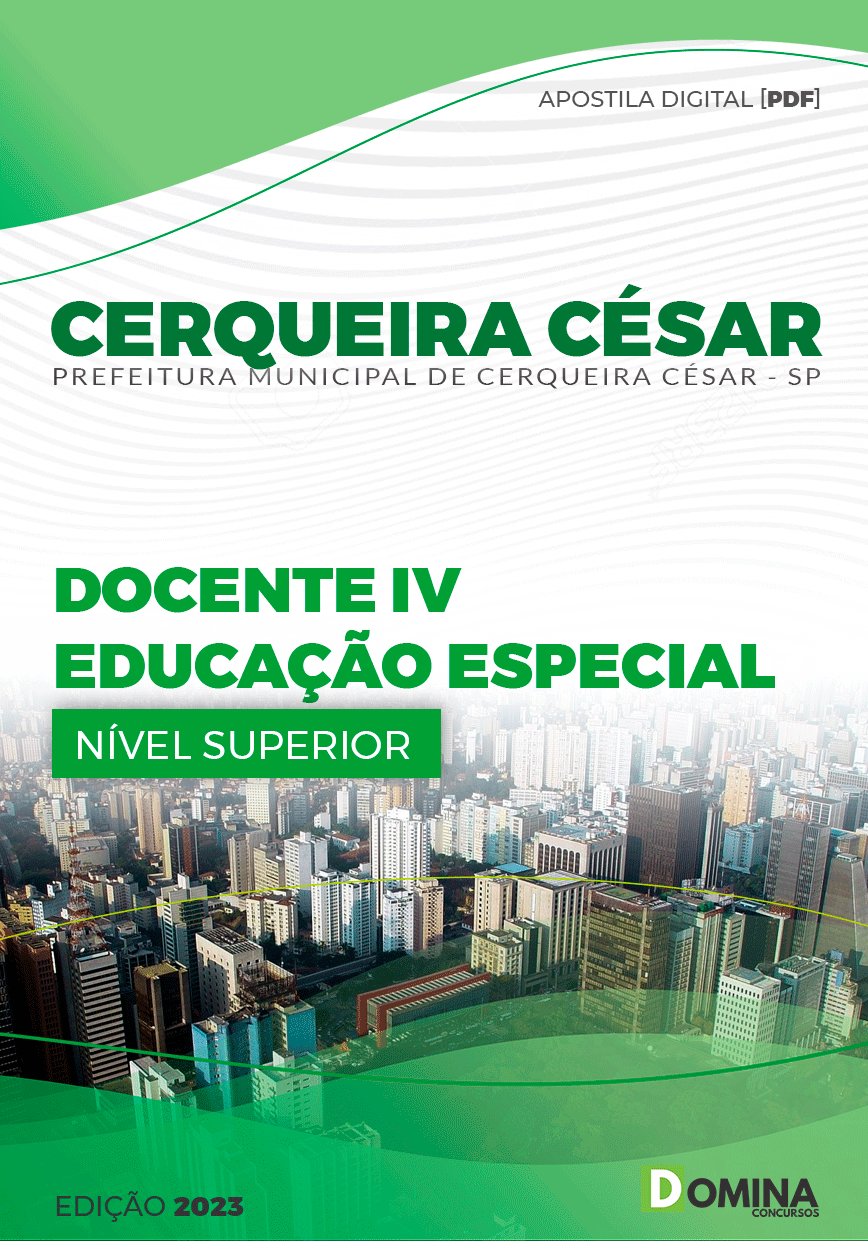 Apostila Pref Cerqueira Cesar SP 2023 Professor Docente IV Ed Especial