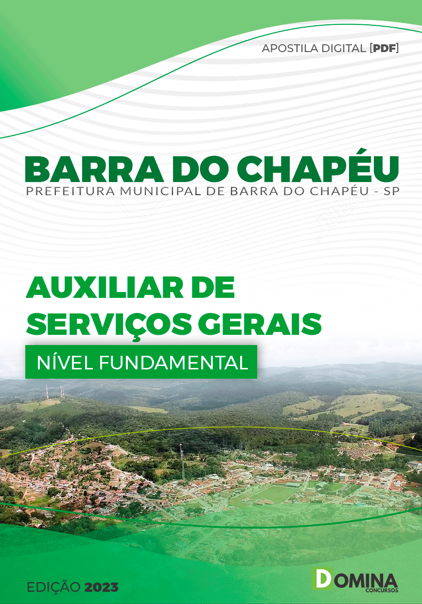 Apostila Pref Barra do Chapéu SP 2023 Auxiliar Serviços Gerais