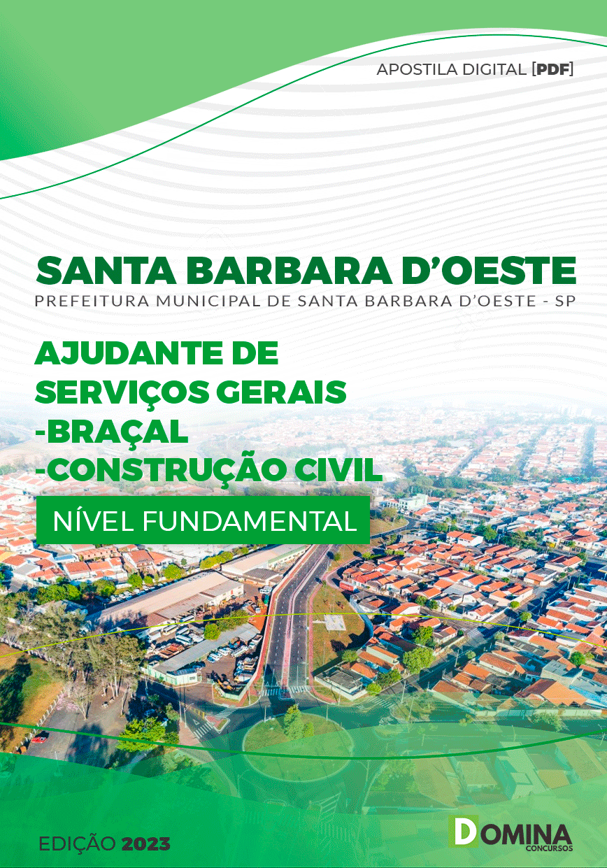 Apostila Pref Santa Barbara d’Oeste SP 2023 Ajudante Serviços Gerais