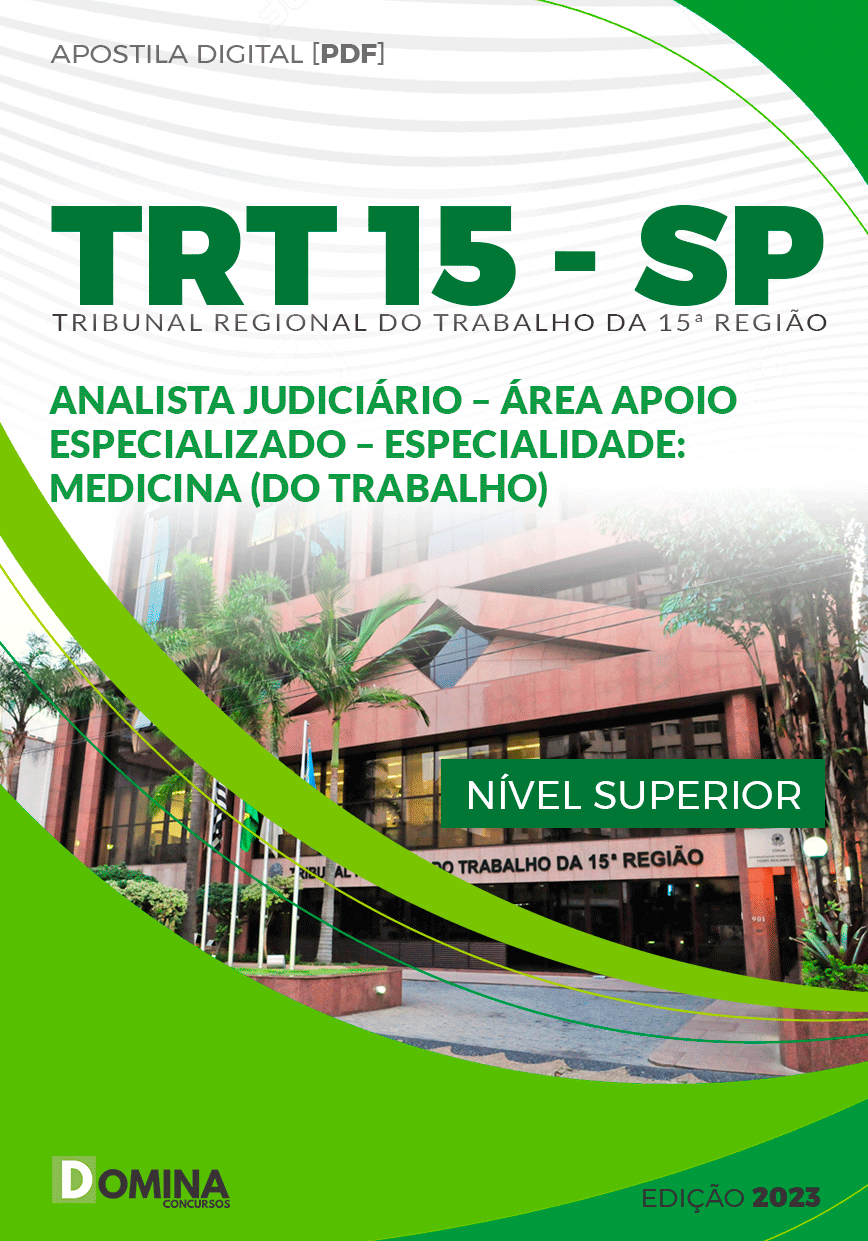 Apostila TRT 15 SP 2023 Analista Judiciário Medicina Trabalho