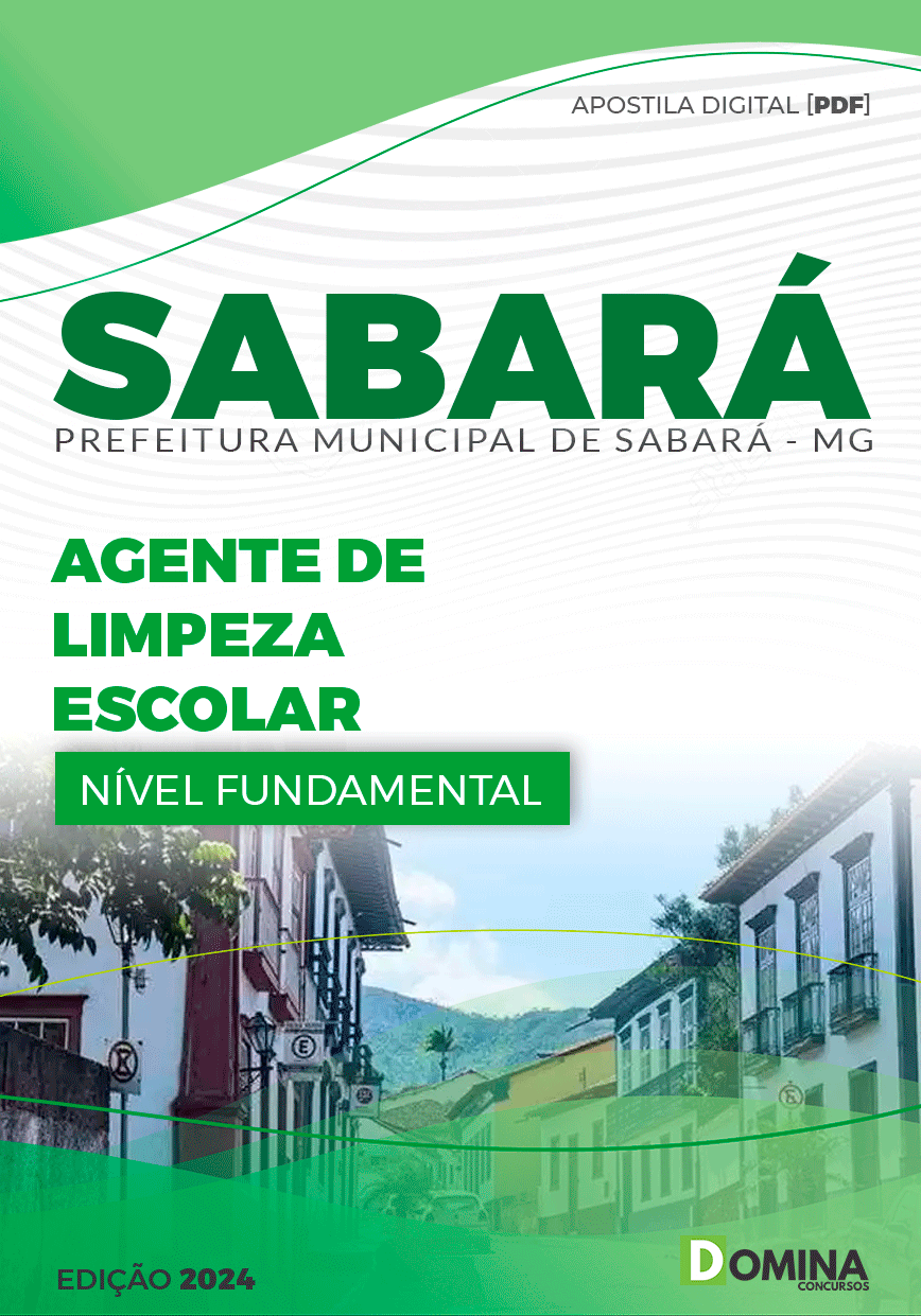 Apostila Concurso Pref Sabará MG 2024 Agente Limpeza Escolar
