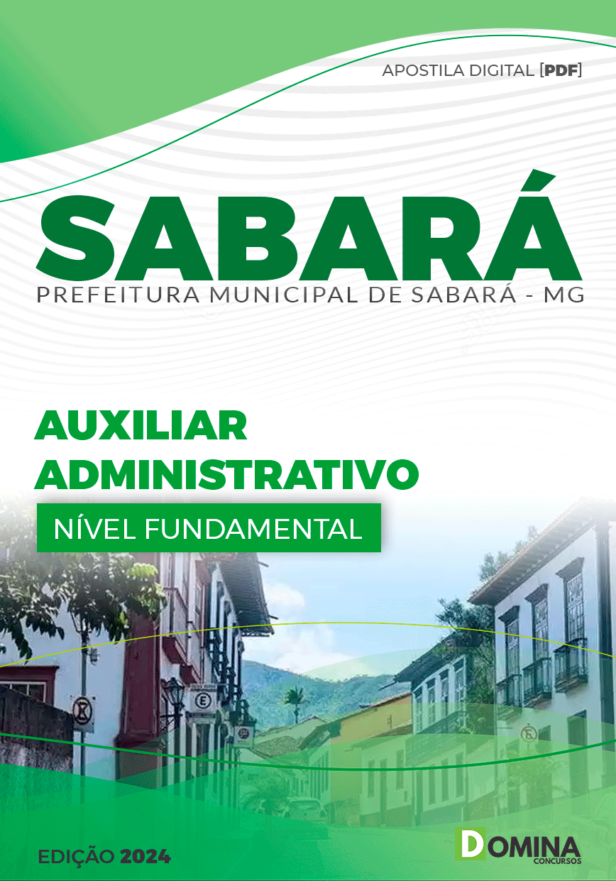 Apostila Concurso Pref Sabará MG 2024 Auxiliar Administrativo