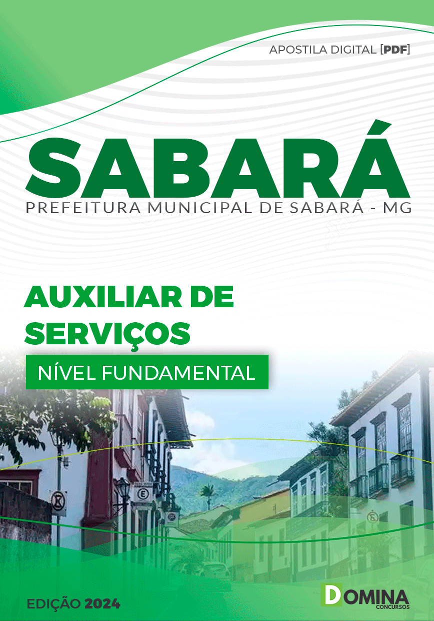 Apostila Concurso Pref Sabará MG 2024 Auxiliar Serviços