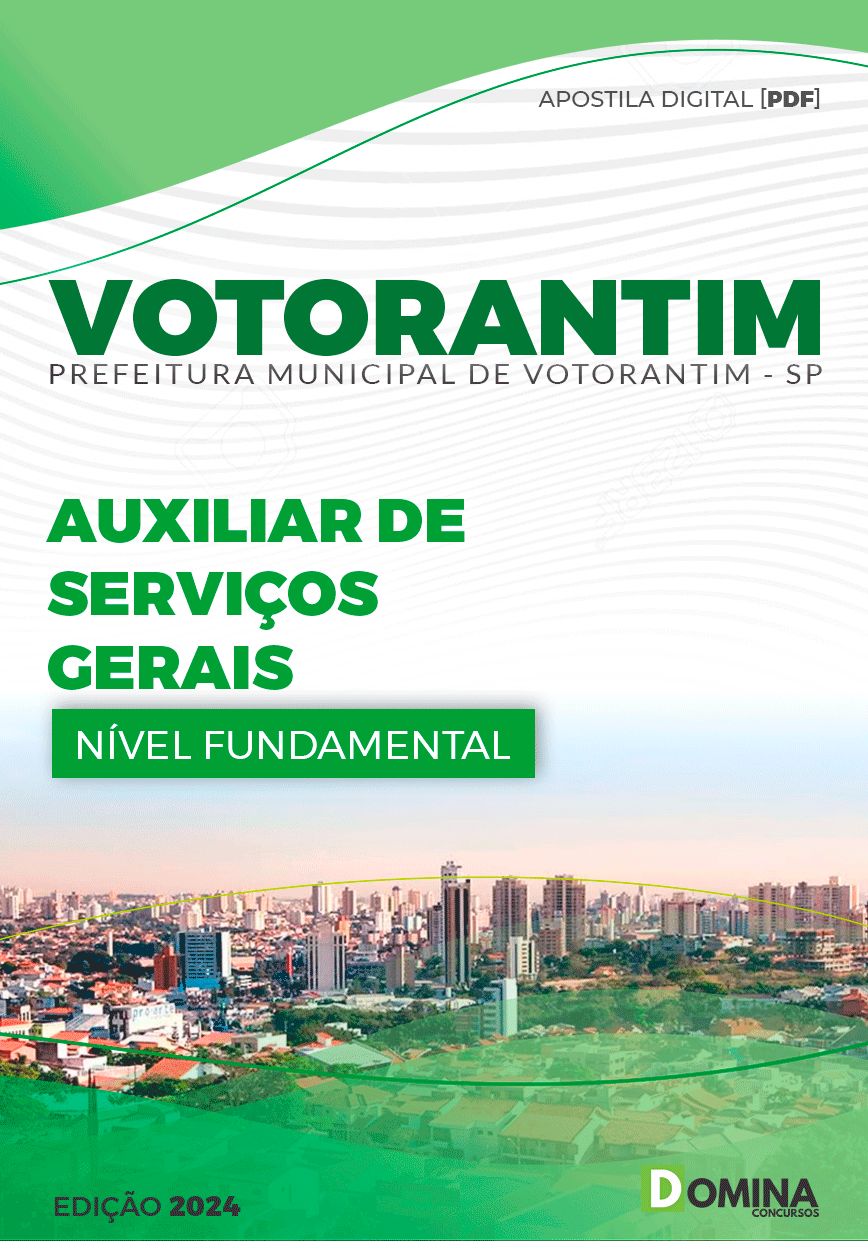Apostila Pref Votorantim SP 2024 Auxiliar de Serviços Gerais