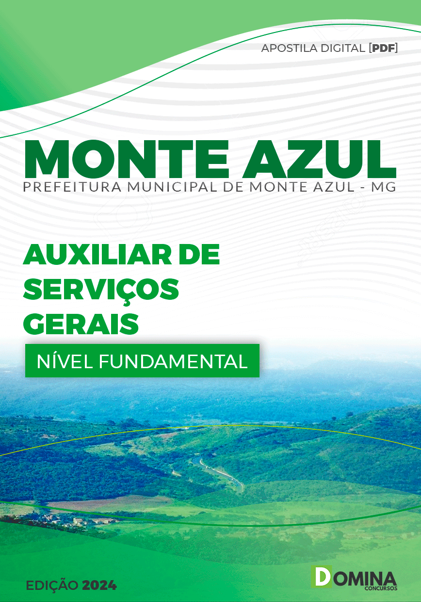 Apostila Pref Monte Azul MG 2024 Auxiliar Serviços Gerais