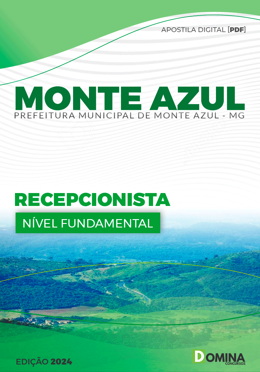 Apostila Pref Monte Azul MG 2024 Recepcionista