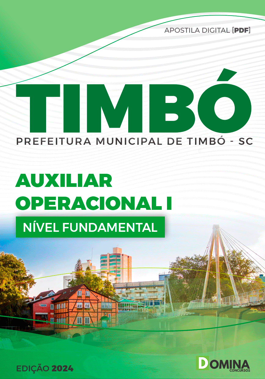 Apostila Prefeitura Timbó SC 2024 Auxiliar Operacional I