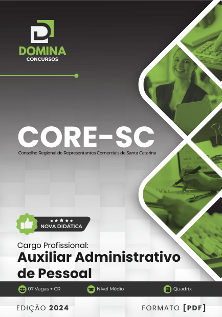 Apostila Auxiliar Administrativo de Pessoal CORE SC 2024