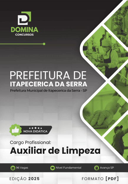 Apostila Auxiliar de Limpeza Itapecerica da Serra SP 2025