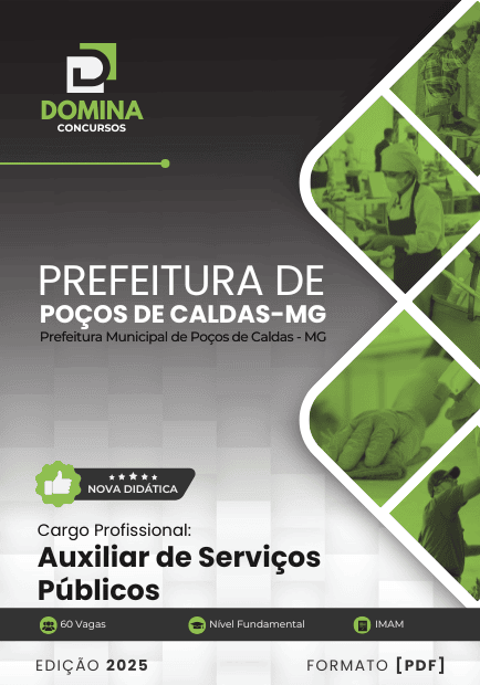 Apostila Auxiliar de Serviços Públicos Poços de Caldas MG 2025