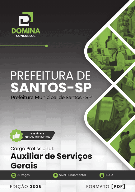Apostila Auxiliar de Serviços Gerais Santos SP 2025