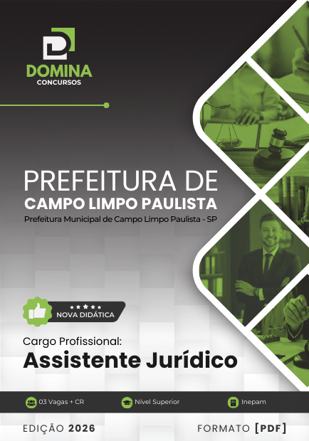 Apostila Assistente Jurídico Câmara Campo Limpo Paulista SP 2026