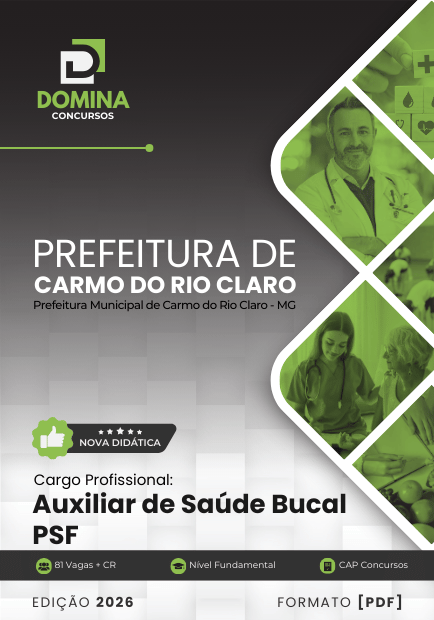 Apostila Auxiliar de Saúde Bucal Carmo do Rio Claro MG 2026