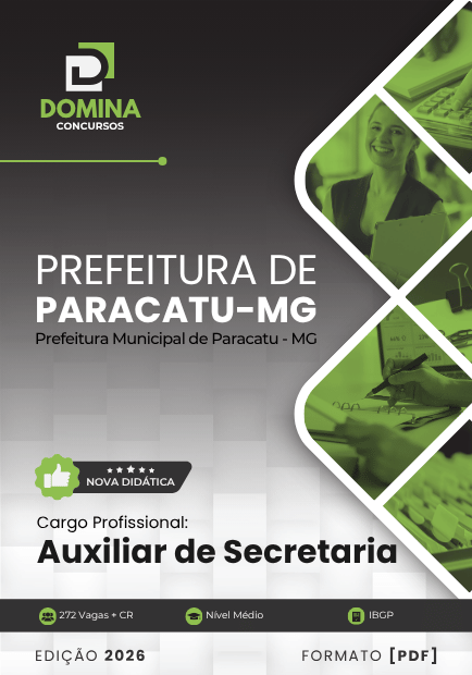 Apostila Auxiliar de Secretaria Paracatu MG 2026