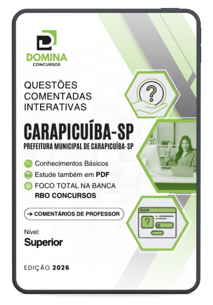 500 Questões Comentadas Carapicuíba SP 2026 Nível Superior RBO Concursos