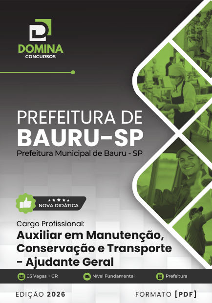 Apostila Agente de Manutenção e Transporte Ajudante Geral Bauru SP 2026