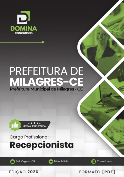 Apostila Recepcionista Milagres CE 2026