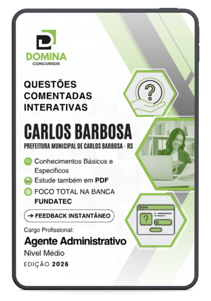 1000 Questões Comentadas Agente Administrativo Prefeitura Carlos Barbosa RS