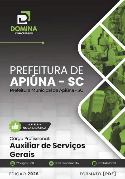 Apostila Auxiliar de Serviços Gerais Apiúna SC 2026