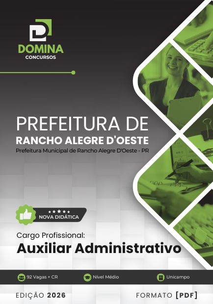 Apostila Auxiliar Administrativo Rancho Alegre D'Oeste PR 2026