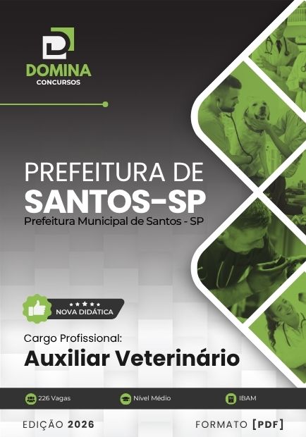 Apostila Auxiliar Veterinário Santos SP 2026